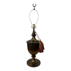 Vintage Stiffel Brass Trophy Lamp With Red and Gold Tassels