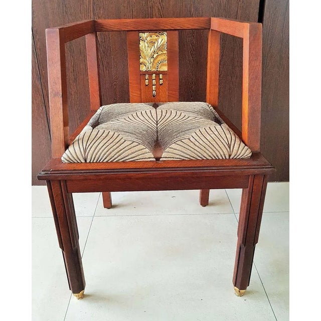 French Art Deco Oak Desk Chair, 1930s For Sale - Image 16 of 18