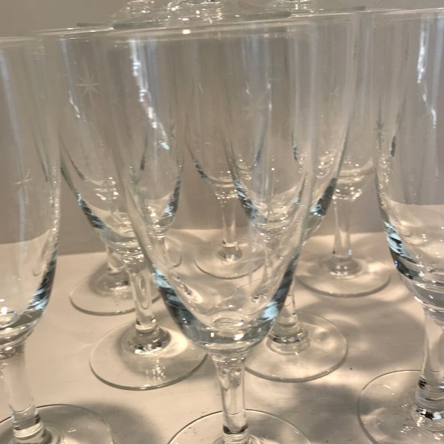 Stemmed Noritake Etched Atomic Starburst Crystal Glasses Set of 11