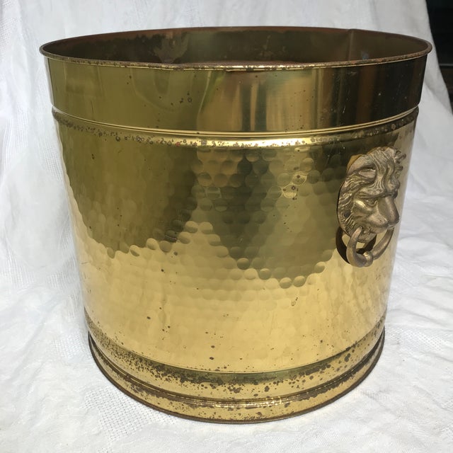 Vintage Brass Bin With Lion Head Handles Chairish