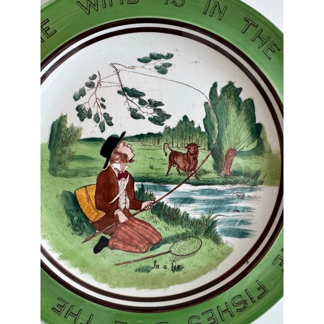 Victorian Antique Wedgwood Etruria Simple Simon Transferware Cabinet Plate, England, 10” For Sale - Image 3 of 10