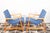 Recently re-strapped with original style 2" cotton webbing in steel blue. One chair retains its original "Knoll Associates...