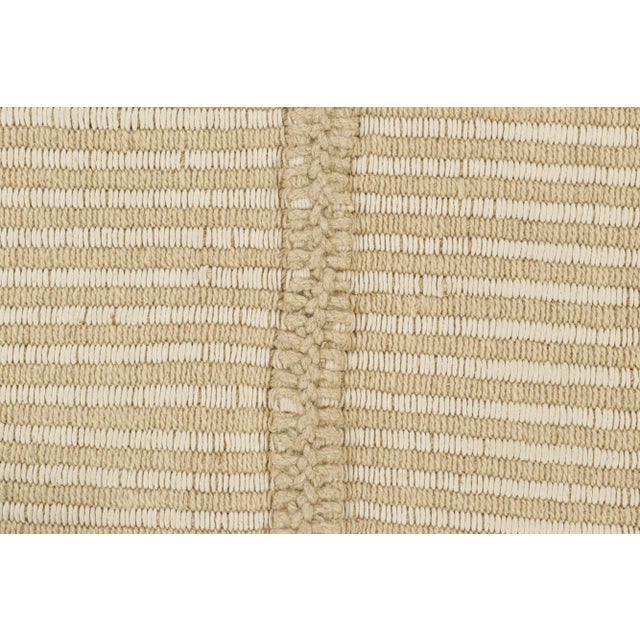 Contemporary Rug & Kilim’s Contemporary Kilim in Beige and Cream White Textural Stripes For Sale - Image 3 of 7