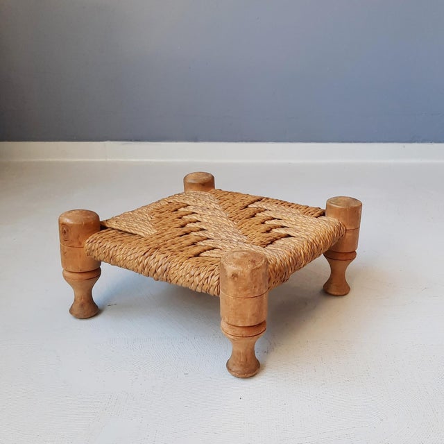 Wood and Rope Ottoman, 1960s For Sale - Image 4 of 4