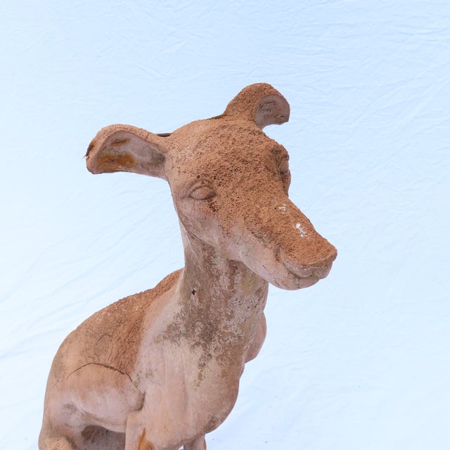 A Vintage Life Size Ceramic Dog Statue Weathered Patina C1970 Indoor