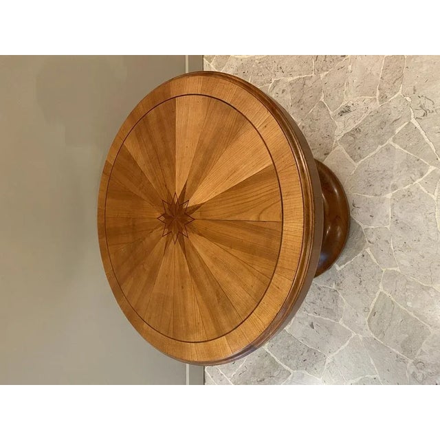 French Art Deco Round Table with Inlay on Top, 1930s For Sale - Image 4 of 5