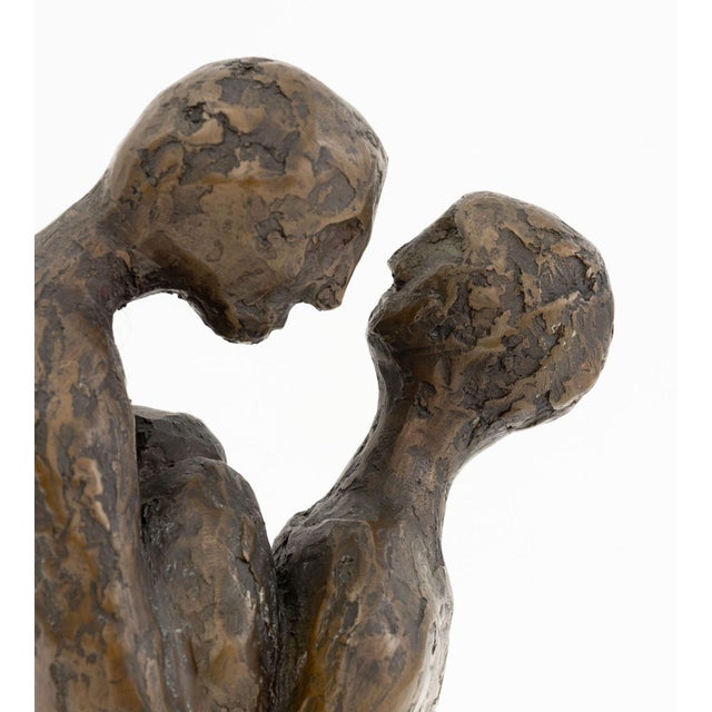 Metal Illegibly Signed Family Embrace Bronze Sculpture For Sale - Image 7 of 9