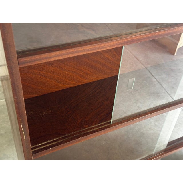 Mid-Century Modern Danish Walnut Bookcase with Sliding Glass Doors, 1950s For Sale - Image 11 of 15