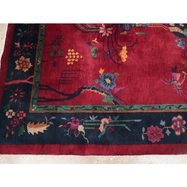 Mid 20th Century Galerie Shabab Collection Mid-20th Century Chinese Art Deco Accent Carpet For Sale - Image 5 of 8
