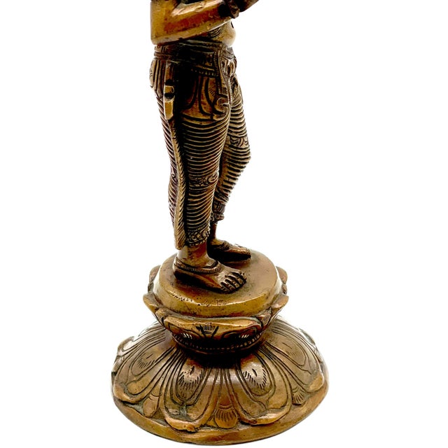 Antique South Indian Chola-Style Bronze Goddess Sculpture, on Lotus Base For Sale - Image 10 of 12