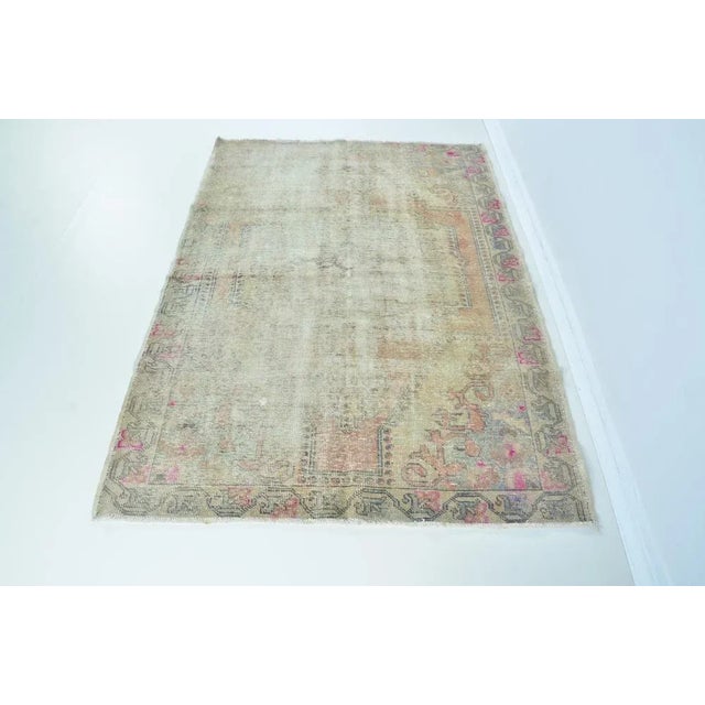 Vintage Oushak Rug in Wool For Sale - Image 6 of 6