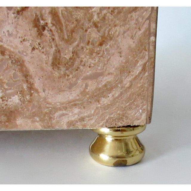 C.1970's Maitland-Smith Brass Footed Tessellated Stone and Pen Shell,l(Tortoise Shell) Lidded Box For Sale - Image 15 of 18