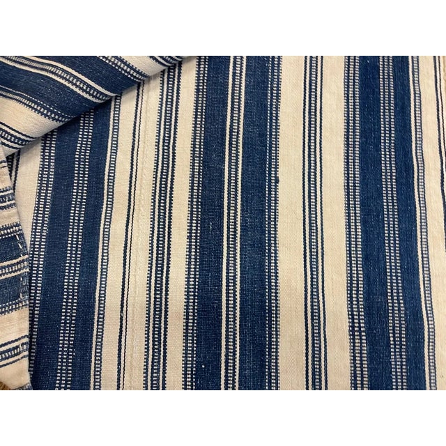 Vintage Stripe Killim Fabric Fragment in Cream and Navy For Sale