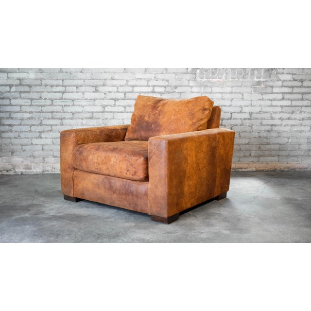 Restoration Hardware Maxwell Chair. Presented in Destroyed Italian leather, showing a gorgeous pre-distressed patina...