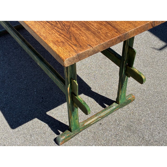 Pine Double Stretcher Base Work Table For Sale - Image 9 of 14