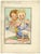An original 1950 watercolour painting, Phyllis M. Purser, Baby Girl & Boy 'Perfect Husband' Washing Up.A wonderful...