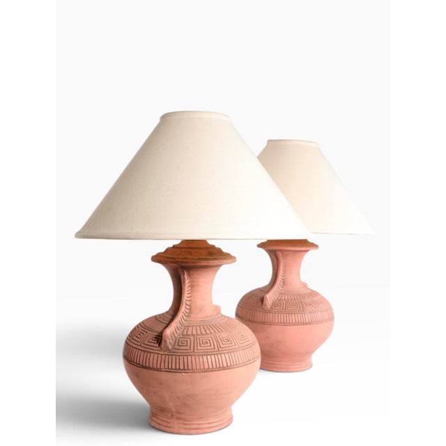 Late 20th Century South American Style Terra Cotta Table Lamps - Pair For Sale - Image 10 of 18