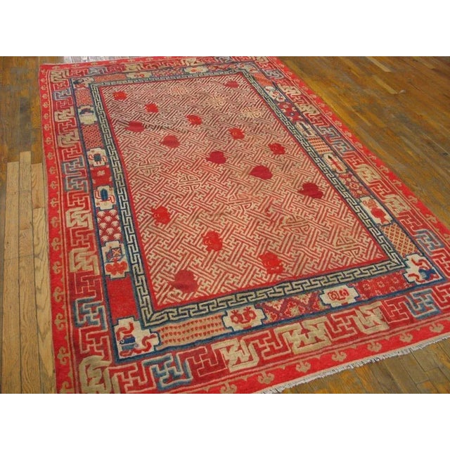 Mid 19th Century Antique Chinese Kansu Rug 5' 6" x 8' 6" For Sale - Image 5 of 7