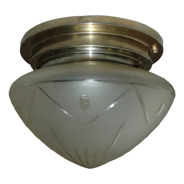 Art Deco Brass Nickel-Plated Ceiling Lamp, 1920s For Sale