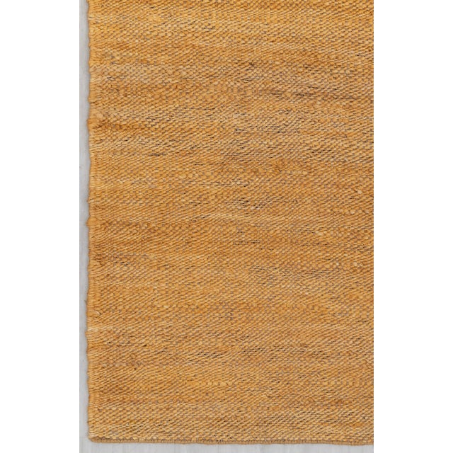 Gold Solid Handwoven Premium Natural Jute Yarn Flatweave Rug 5x7 Ft. For Sale - Image 9 of 12
