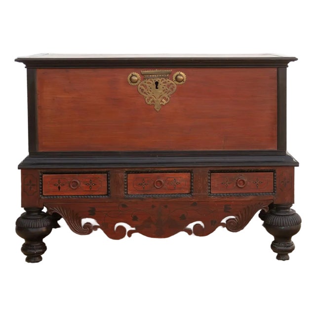 19th Century Large Antique Dutch Colonial Ceylon Chest on Stand For Sale