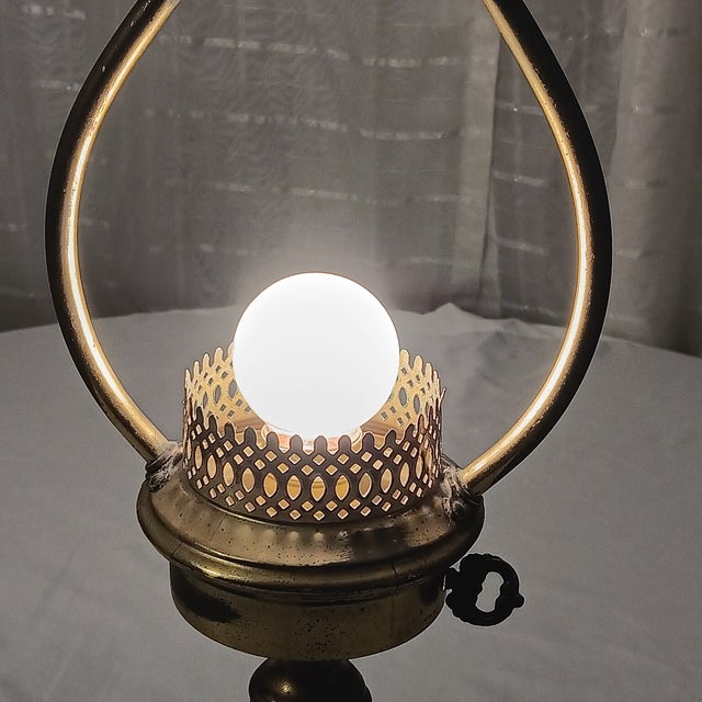 Mid 20th Century Traditional Brass Torchiere Table Lamp For Sale - Image 12 of 15