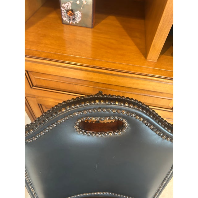 Theodore Alexander Black Leather Accent Chair For Sale In Los Angeles - Image 6 of 10