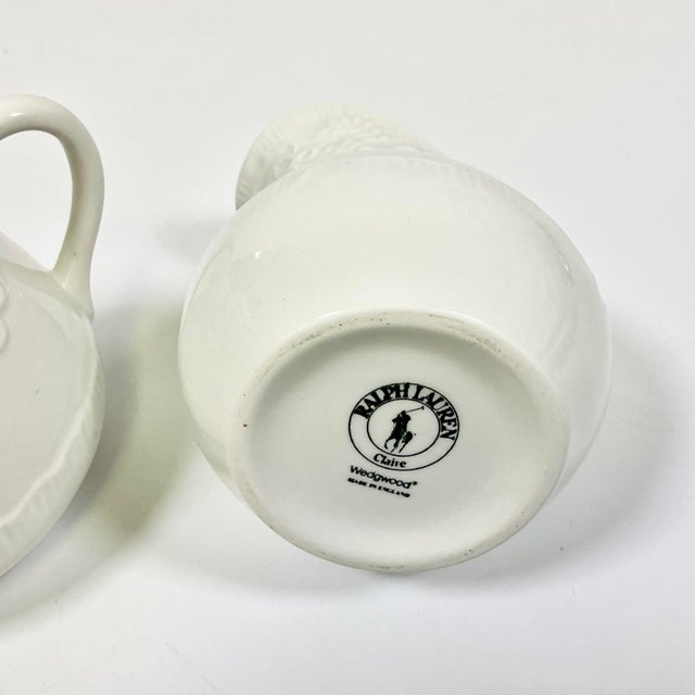 White 1989 Vintage English Americana Wedgwood for Ralph Lauren Le Blanc Claire Creamer & Covered Sugar For Sale - Image 8 of 9