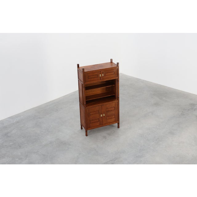 Antique Dutch Jugendstil Oak Cabinet with Open Shelf Section, 1890s For Sale - Image 9 of 17
