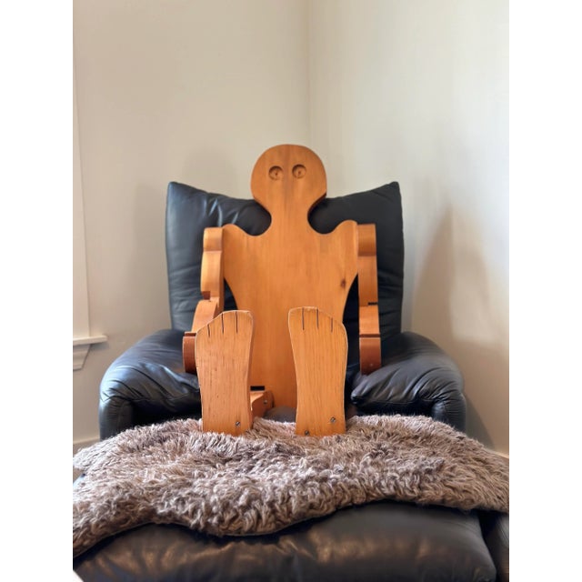 Folk Art Mid-Century American Folk Art Wood Articulated Man Figure For Sale - Image 3 of 9