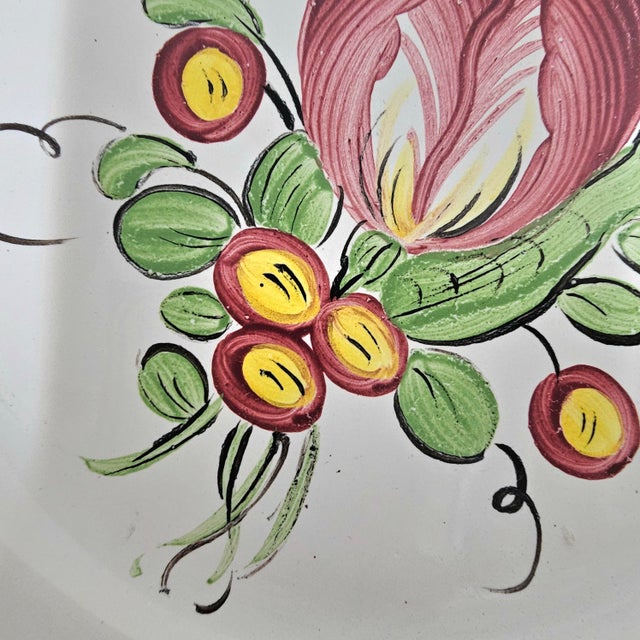 Mid 20th Century 19th-Century Les Islettes French Faience Floral Plates Hand Painted Rustic Provincial 8.5" For Sale - Image 5 of 7