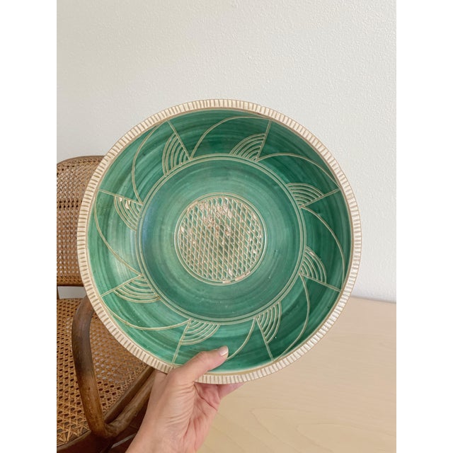 Mid-Century Danish Haunsø Keramik Emerald Green Pottery Bowl, Scandinavian Pottery, Made in Denmark For Sale - Image 15 of 15