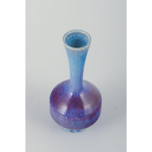 Berndt friberg for gustavsberg studio. Elegant small stoneware vase with aniara glaze. Beautifully glazed in the...