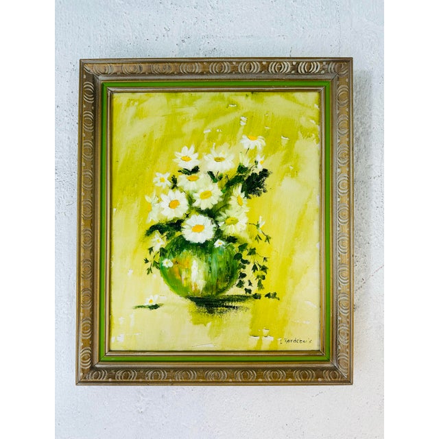 Vintage Floral Oil on Canvas, Framed For Sale - Image 4 of 6