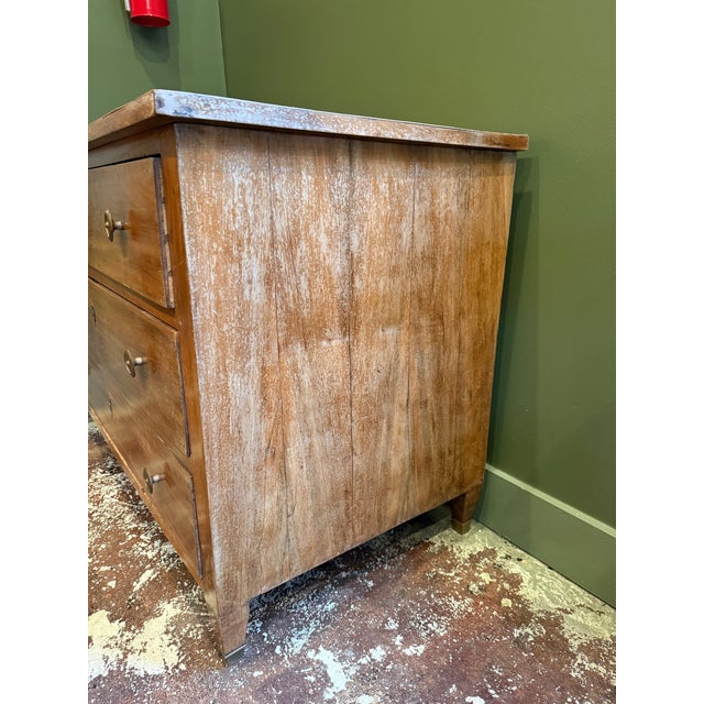 Traditional Antique Wooden Three Drawer Dresser With Brass Hardware For Sale - Image 3 of 3