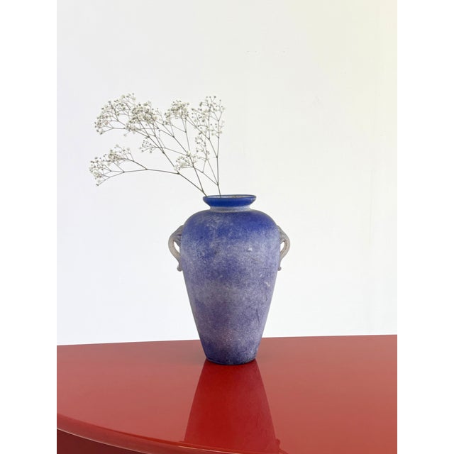 Blue Vintage Murano Amphora Vase in Cobalt Blue, 1980s For Sale - Image 8 of 13