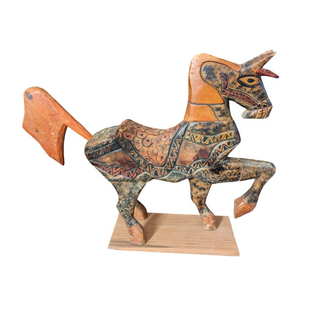 Brown 1920's North African Carved Wood Horse For Sale - Image 8 of 12