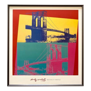 Andy Warhol Foundation Lithograph Print Framed Pop Art Poster " Brooklyn Bridge " 1983 For Sale