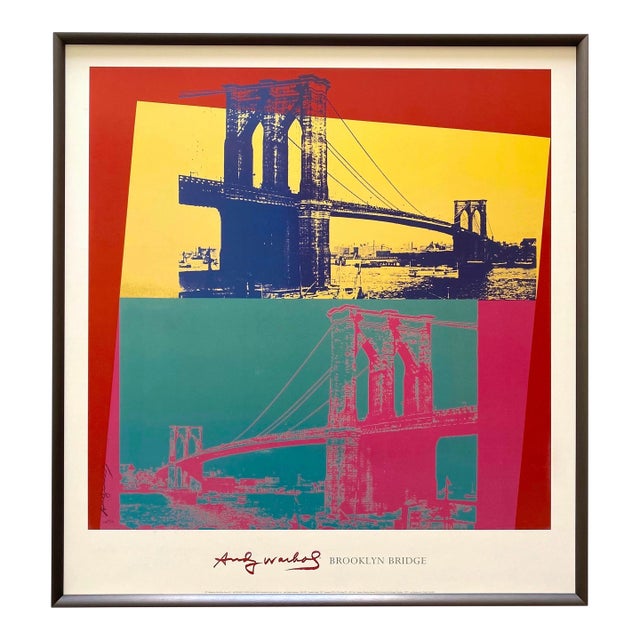 Andy Warhol Foundation Lithograph Print Framed Pop Art Poster " Brooklyn Bridge " 1983 For Sale