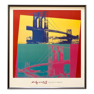 Andy Warhol Foundation Lithograph Print Framed Pop Art Poster " Brooklyn Bridge " 1983