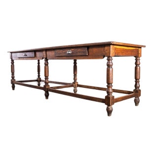 Vintage French Chateau Hall Table with Original Oak Scrubbed Top, 1920s For Sale