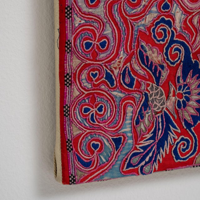Chinese Early 20th Century China Rose Textile Wall Hanging For Sale - Image 3 of 15