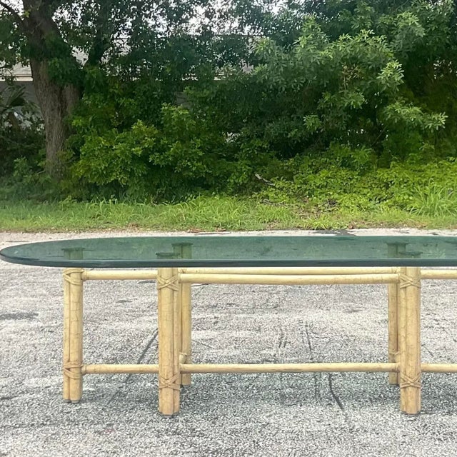 Late 20th Century Vintage Coastal Signed McGuire Coffee Table For Sale - Image 11 of 15
