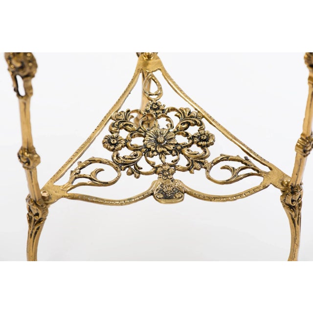 Brass 1950s Vintage Brass Corner Console Table With Mirror Top For Sale - Image 8 of 12