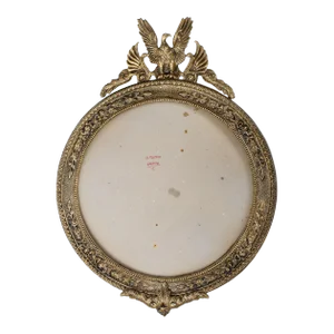Large 1940s Brass Round Eagle Wall Picture Frame