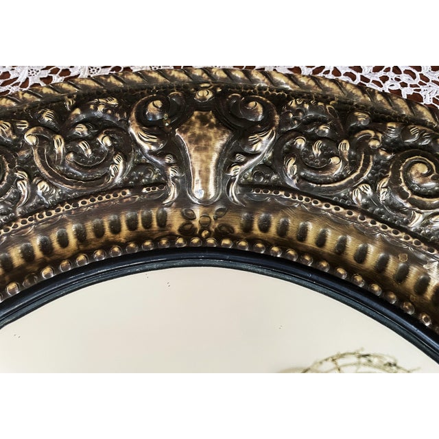 French-Style Round Mirror with Brass Frame, 1970s For Sale - Image 11 of 18