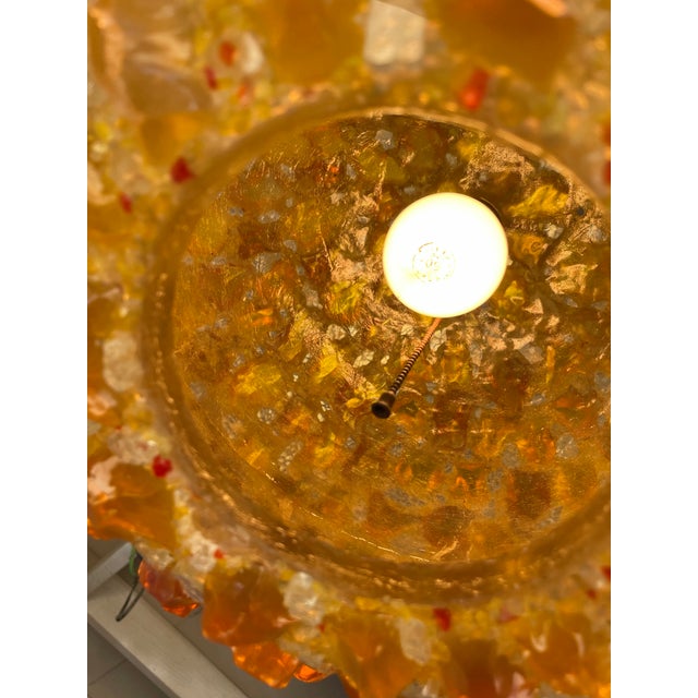 1960s Mid Century Modern Chunky Lucite Orange Rock Candy Hanging Swag Ball 1960's For Sale - Image 5 of 12