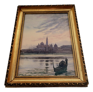 Nora Butson, Venice with Gondola, 1904, Watercolor, Framed