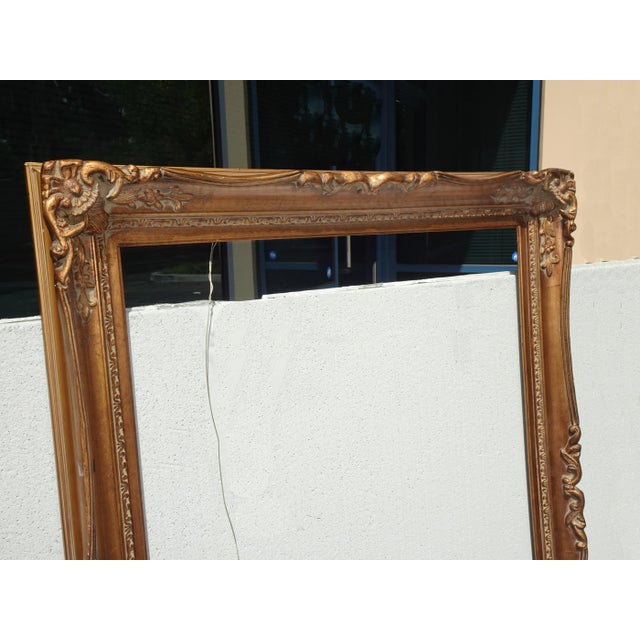 Large 58"Tallx45 Vintage French Country Gold Ornate Picture Frame For Sale In Los Angeles - Image 6 of 11
