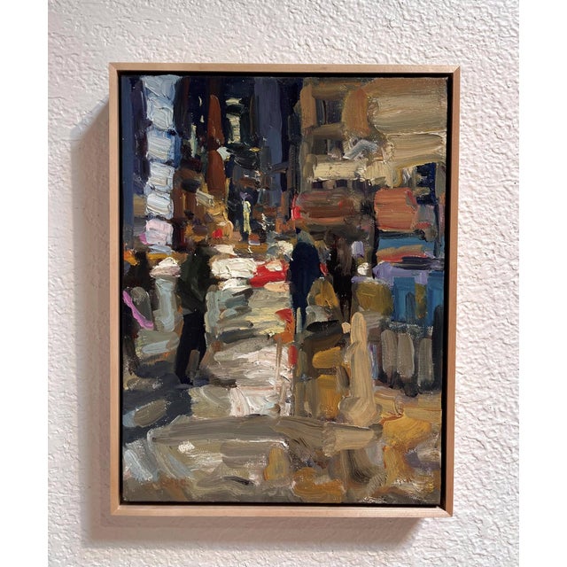 In "Intersection," vibrant strokes of oil paint create a dynamic urban scene, capturing the movement and energy of a...